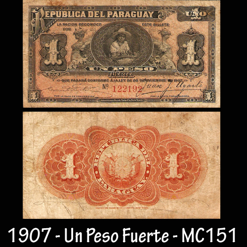 UN PESO FUERTE - RESELLADO A.A.46 - FIRMAS: EVARISTO ACOSTA - JUAN Y. UGARTE